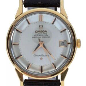 Vintage Men's 34mm Omega Constellation Auto 564 Pie Pan SOLID 18k Gold Watch!